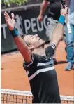  ?? MICHEL EULER
THE ASSOCIATED PRESS ?? Argentina’s Juan Martin del Potro reacts after defeating Croatia’s Marin Cilic on Thursday.