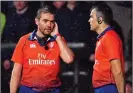  ??  ?? MOMENT OF TRUTH: French referee Garces (left) waits for TMO decision