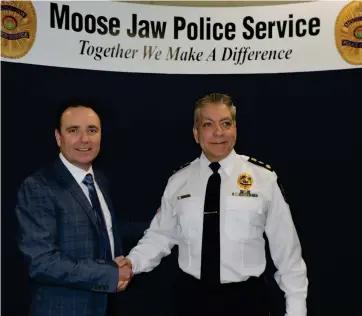  ??  ?? Mayor Fraser Tolmie and Police Chief Rick Bourassa are pleased to announce the extension of Bourassa’s tenure.