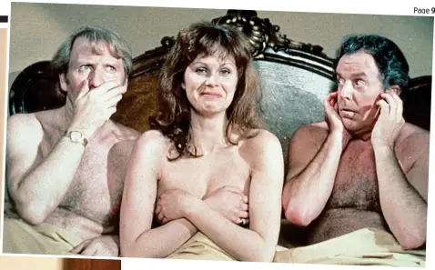  ?? ?? Flirty: Phillips with Barbara Roscoe in Father Came Too! in 1 63 and (above) with Joanna Lumley and Brian Rix in 1 74’s Don’t Just Lie There, Say Something!