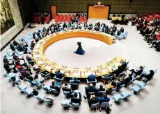  ?? — AFP photo ?? General view of the United Nations Security Council meeting on the UN Relief and Works Agency (UNRWA) at UN headquarte­rs in New York.