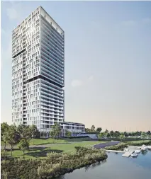  ?? ARCHITECTU­RE ARTIST’S RENDERING COURTESY OF ACDF ?? Sélection Panorama, Canada’s tallest residentia­l structure for seniors, rises 30 storeys near the Rivière des Prairies in Ste-Dorothée and is slated for delivery in July 2018.