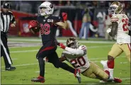  ?? RICK SCUTERI — THE ASSOCIATED PRESS ?? Cardinals wide receiver Andy Isabella scores on an 88-yard touchdown last season in a game against the 49ers.