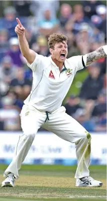  ?? – AFP ?? PICK OF THE DAY: James Pattinson of Australia appeals during day three of the second Test match against New Zealand.