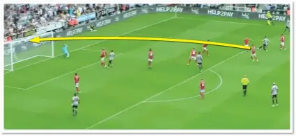  ?? ?? CHARGE FORWARD: Fabian Schar’s wonder goal from the edge of the box opened the scoring for Newcastle