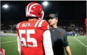  ?? PHOTO COURTESY OF MATER DEI HIGH SCHOOL ?? Frank McManus, right, a Mater Dei assistant coach for seven seasons, was named head coach on Thursday.