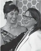  ?? FILE/INVISION/AP ?? Xochitl Gomez, left, and Marvel Studios’ president of production Victoria Alonso appear at the 2001 premiere of “Spider-man: No Way Home.”