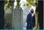  ?? —AFP ?? WILMINGTON: Democratic presidenti­al nominee and former Vice President Joe Biden arrives at St Joseph on the Brandywine Roman Catholic Church for Sunday mass yesterday.