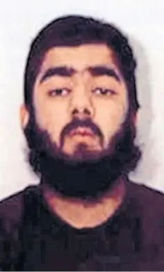  ??  ?? KILLER: A police mug shot of terrorist Usman Khan.