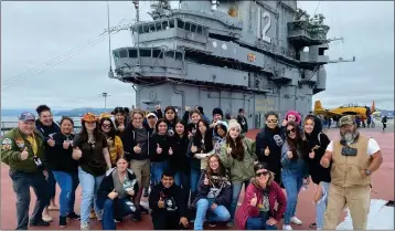  ?? PHOTOS CONTRIBUTE­D ?? Redwood Academy of Ukiah 10th graders (joined by several 11th and 12th graders) journeyed to the U.S.S. Hornet's Night-ops field trip in the San Francisco Bay on May 5-6.