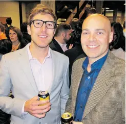  ??  ?? Matt Graff of Drive Solutions, left, and Lance Johnson of Amplomedia at Edmonton NextGen’s Pecha Kucha Night 14 at the Myer Horowitz Theatre.