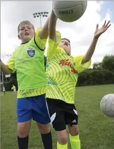  ??  ?? Adam Windsor and Dylan Gormley tussle for position at the Fergal Ogs Cúl Camp.