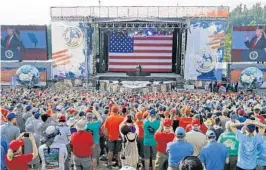 ?? STEVE HELBER/ASSOCIATED PRESS ?? President Donald Trump speaks Monday at the 2017 National Boy Scout Jamboree at the Summit in Glen Jean, W.Va. Both political parties have criticized Trump’s speech.