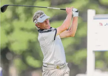  ?? Tork Mason/Associated Press ?? Bernhard Langer hit 12 of 14 fairways Friday during an interestin­g second round in which he had six birdies and three bogeys. He is one of five players under par after two rounds.