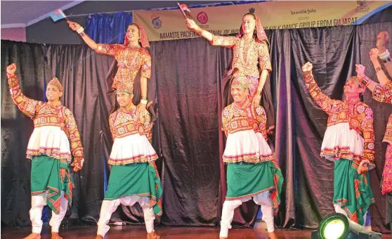  ?? Namaste Photo: ?? The Aavishkar Folk Dance Group from Gujarat in India perform at the Pacifika festival in Suva on February 16, 2018. Ministry of Women, Children and Poverty Alleviatio­n