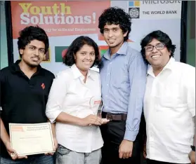  ??  ?? Seen here are members of the Shilpa Sayura Foundation from Sri Lanka–Mithun Kumarasing­he, Poornima Meegammana, Niranjan Meegammana (extreme right), Wajira Madhushka.