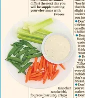  ??  ?? Gateway: it may seem like a healthy choice but where there is celery there are usually dips and crisps and cheese