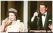  ?? ?? Queen Elizabeth II makes a toast with former US President Ronald Reagan at a banquet in 1983, in San Francisco, USA