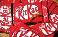  ?? Reuters ?? Packets of Kit Kat chocolate covered wafer bars manufactur­ed by Nestle are seen in London on Wednesday. —