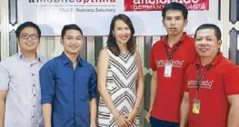  ??  ?? (From left) Justine Mendoza, Mobile Optima Inc. quality assurance office’s Efraim Mejico, Maria Rosario Ilao, Aficionado Germany Perfume MIS manager Edgar Dy and SAP Administra­tion’s Jojo Alarcon.