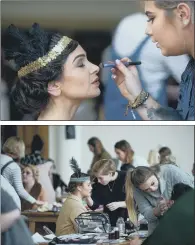  ??  ?? PUTTING ON THE STYLE: York College students at work in the Knavesmire stand of the city’s racecourse competing in the regional heat of a national hair and beauty competitio­n.