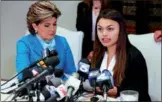  ?? MIKE BLAKE / REUTERS ?? Attorney Gloria Allred (left) listens as her client, Danielle Mohazab, speaks about an alleged incident during a 2016 exam with University of Southern California gynecologi­st Dr George Tyndall at the school’s Health Center, during a news conference in...