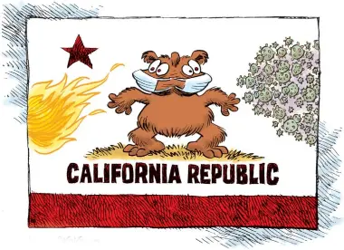  ?? Daryl Cagle ?? CALIFORNIA ENFRENTA INCENDIOS Y PANDEMIA