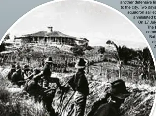  ??  ?? LEFT: American soldiers man a trench on San Juan Hill, with fortificat­ions visible in the distance