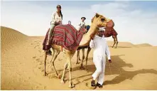  ??  ?? Enjoy a camel ride in the Dubai desert.