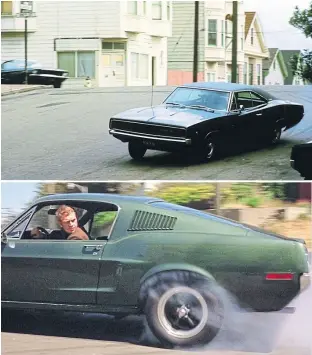  ??  ?? buenos y malos. El Mustang 390 GT del teniente Bullitt a la caza del Dodge Charger de los matones por las sinuosas calles de San Francisco