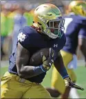  ??  ?? Notre Dame’s Tony Jones Jr. ran for 118 yards on 17 carries in the Irish victory over Vanderbilt at Notre Dame Stadium on Saturday.