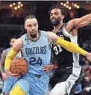  ?? AP ?? ESPN analyst
Memphis Grizzlies forward Dillon Brooks handles the ball against San Antonio Spurs forward Keita Bates-diop in the first half of a Jan. 9 game in Memphis.