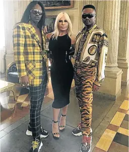  ?? / INSTAGRAM ?? Local music and art duo FAKA with Italian designer Donatella Versace at Milan Fashion Week at the weekend.