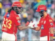  ?? AFP ?? KXIP openers KL Rahul (right) and Chris Gayle.