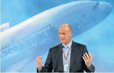  ?? Reuters ?? Future challenges: Airbus CEO Tom Enders tells the ADS trade associatio­n in London on Monday that US President Donald Trump’s protection­ism policies will benefit rival Boeing while Brexit will have a negative effect on the group’s business. /