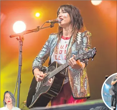  ?? ?? Clockwise from main: KT Tunstall on stage at the Kendal Calling Festival in 2019; Brian Johnson with ACDC; Adel earphones; and KT in LA last month