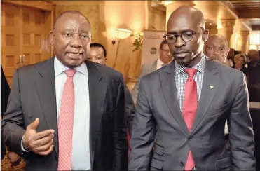  ?? PHOTO: SUPPLIED ?? Deputy President Cyril Ramaphosa with Finance Minister Malusi Gigaba. Ramaphosa hosted a Team South Africa breakfast planning session yesterday, ahead of the annual Davos forum.