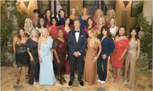  ?? CRAIG SJODIN/ABC ?? Gerry Turner, the star of ABC’s “The Golden Bachelor,” poses with the 22 women who are vying for his heart in the premiere episode.