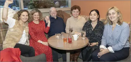  ??  ?? Nessa Cosgrove (second from left) with supporters at The Sligo Park Hotel where the count took place. Pic: Donal Hackett