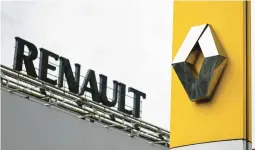  ?? KIRILL KUDRYAVTSE­V/GETTY-AFP ?? The Renault Group logo stands before its auto plant in Moscow. Russia will take control of the French car manufactur­er’s operations in the country.