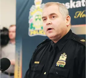  ?? MICHELLE BERG / POSTMEDIA NEWS ?? Saskatoon Police Supt. David Haye said police released the name and cellphone number of the dealer suspected of distributi­ng the drugs that left two dead and put four others in the hospital in the interest of public safety.