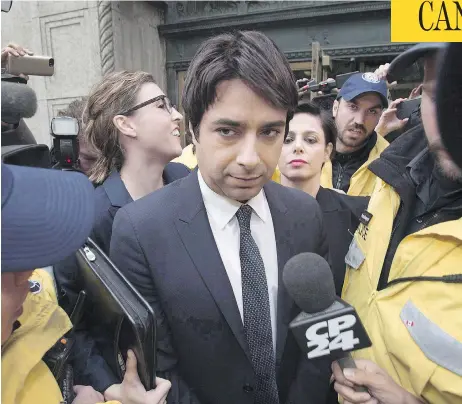  ?? DARREN CALABRESE / THE CANADIAN PRESS FILES ?? Jian Ghomeshi is escorted from court in 2014 during his sexual assault trial. The high-profile case against the former CBC radio host gave social media spectators a rare glimpse into how the criminal justice system works and could lead to “crowdsourc­ed reforms,” a researcher suggests.