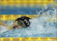  ??  ?? Katie Ledecky of the U.S., swims in the women’s 1500m freestyle timed final during the Pan Pacific swimming championsh­ips in Tokyo, Sunday, Aug.12, 2018.