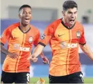  ??  ?? WELL DON Shakhtar’s Manor Solomon celebrates after scoring against Madrid
