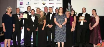  ??  ?? OVERALL BUSINESS OF THE YEAR AWARD sponsored by Wexford County Council (from left): Madeleine Quirke, Tom Enright (Chief Executive Wexford County Council), Kevin Fitzharris, Wayne Whitty, Deborah Fitzharris, Liz Griffin, Cathaoirle­ach Paddy Kavanagh,...