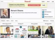  ??  ?? The Obama campaign: Pinterest account has boards including recipes, “Pet Lovers for Obama” and “Joe Biden on the Road.”
