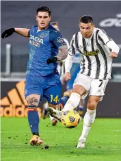  ?? AP ?? Cristiano Ronaldo (right) of Juventus scores against Udinese during their Italian league match at the Allianz Stadium in Turin, Italy, on Sunday. Juve won 4-1. —