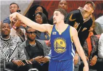  ?? JONATHAN BACHMAN/GETTY IMAGES ?? The Warriors’ Klay Thompson fell short in attempting to defend his title in the 3-point contest Saturday as he was eliminated in the first round.