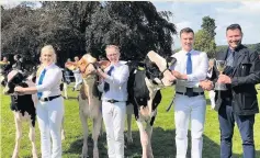  ??  ?? Well done Rory ( secnd left) winning WoS calf Show and Reserve Overall Handler 2019