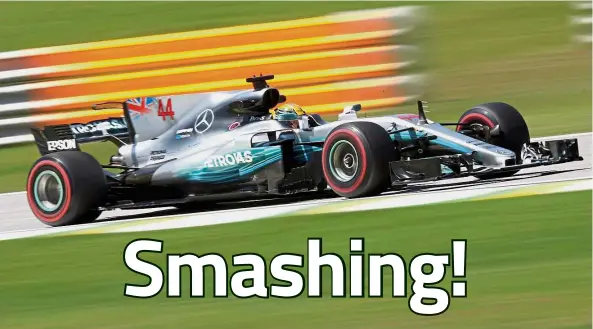  ??  ?? Revving it up: Mercedes’ Lewis Hamilton in action during the first free practice on Friday.